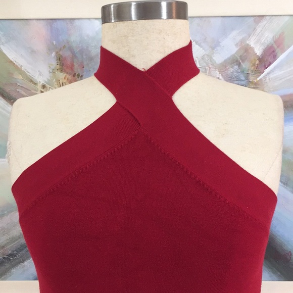 Yuka Sequin Side Mock Crisscross Neck Halter Top - Picture 5 of 10